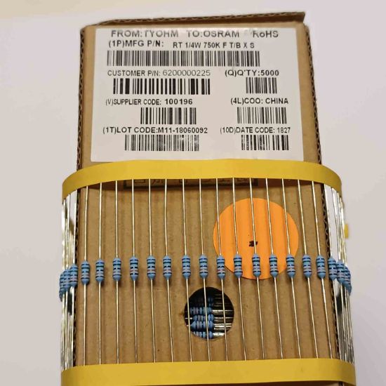 Picture of RT1/4W750K FT/BXS 750K 1/4W RESISTOR