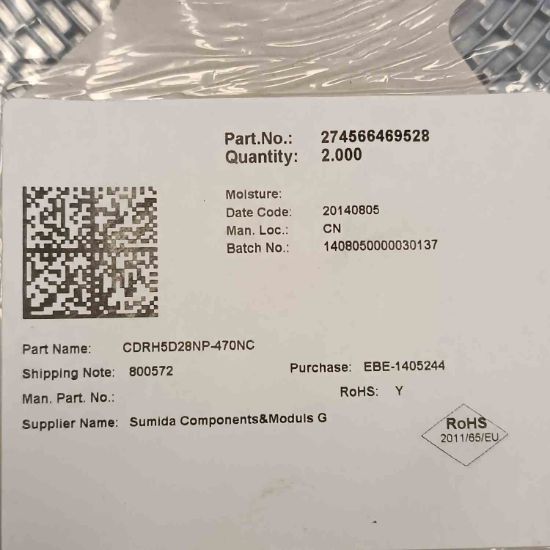 Picture of CDRH5D28NP-470NC 47UH 0.62A 6.0x6.0x3.0 INDUCTOR