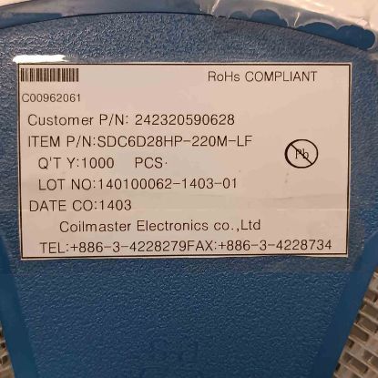 Picture of SDC6D28HP-220LF 22UH INDUCTOR