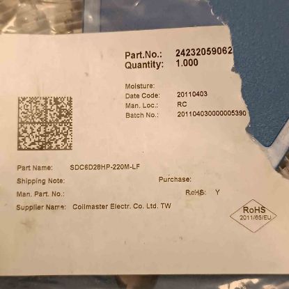Picture of SDC6D28HP-220LF 22UH INDUCTOR
