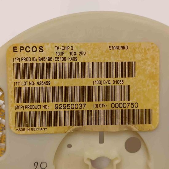 Picture of B45196E5106K409 10UF 25V  CAPACITOR
