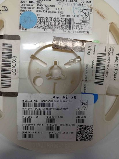Picture of SPR593D226X9025D2TE3 22uF 25V D case CAPACITOR