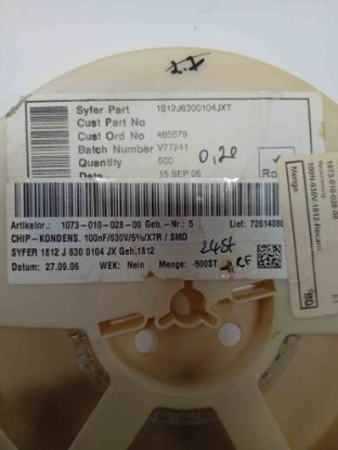 Picture of 1812J6300104JXT 0.1UF 630V X7R 1812 CAPACITOR