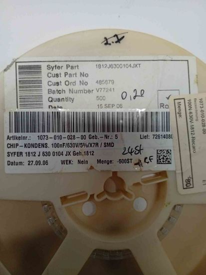 Picture of 1812J6300104JXT 0.1UF 630V X7R 1812 CAPACITOR