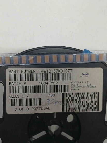 Picture of T491D157K010ZT CAP TANT 150UF 10% 10V 2917