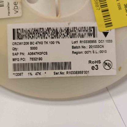 Picture of CRCW1206BC47K0TK100 47K 1206 RESISTOR
