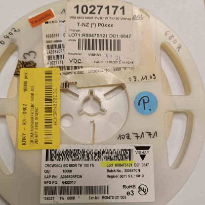 Picture of CRCW0402680RFKTDBC 680R 402 RESISTOR