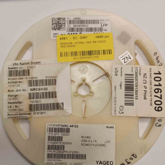 Picture of RC0402FR-07205KL 205K 402 RESISTOR