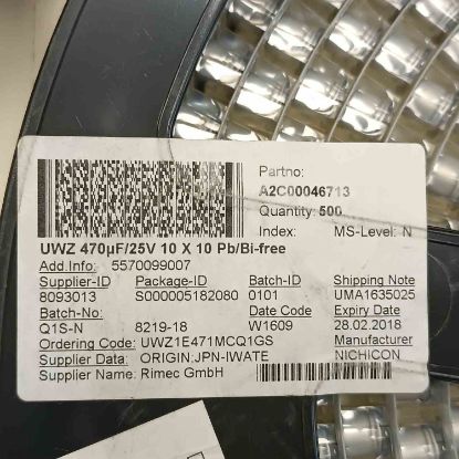 Picture of UWZ1E471MCQ1GS 470uF 25V 10x10mm CAPACITOR