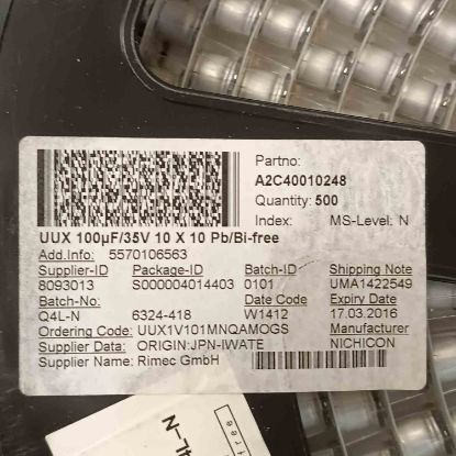 Picture of UUX1V101MNQAMOGS 100UF 35V 10x10mm  CAPACITOR