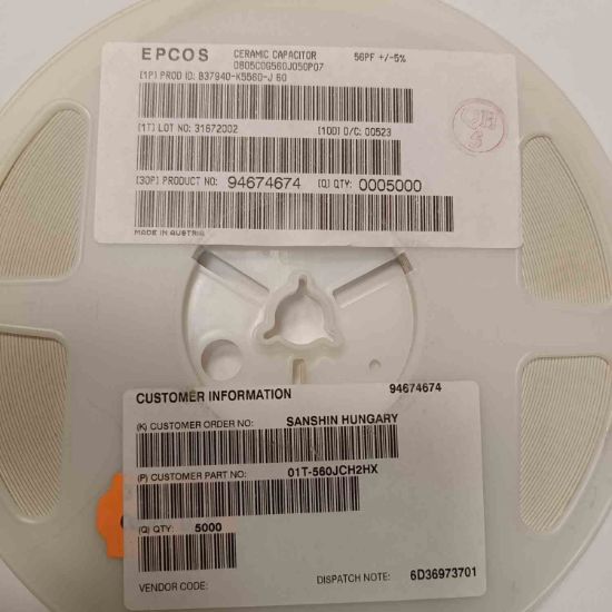 Picture of B37940K5560J60 56PF 50V 805 CAPACITOR