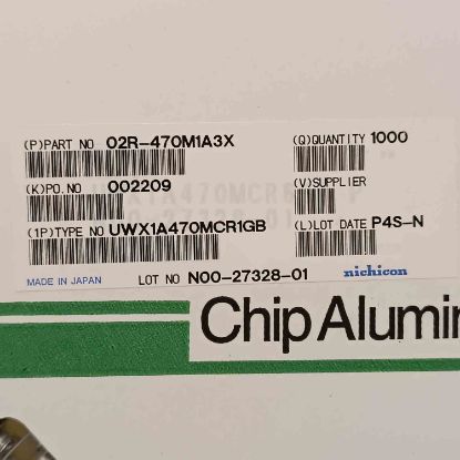 Picture of UWX1A470MCR1GB 47UF 10V CAPACITOR