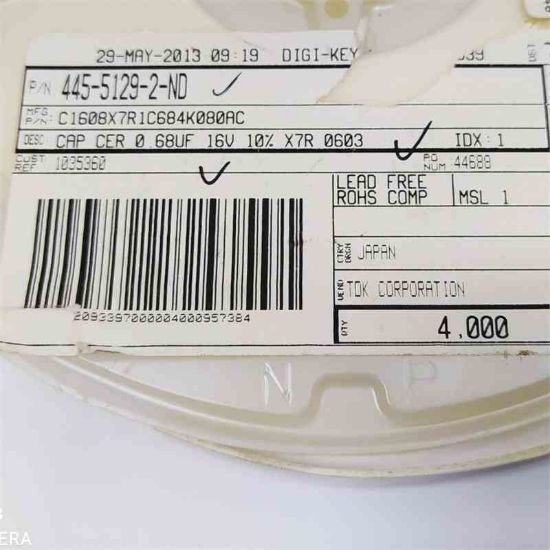 Picture of C1608X7R1C684K080AC 680NF 603 CAPACITOR