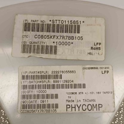 Picture of C0805KFX7R7BB105 1UF 16V 805 CAPACITOR
