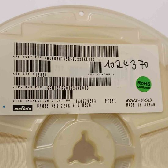 Picture of MURGRM155R60J224KE01D 0.22UF 6.3V 402 CAPACITOR