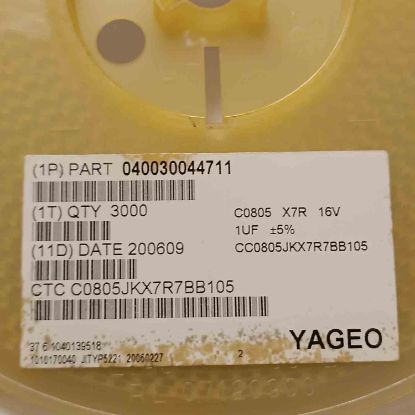 Picture of C0805JKX7R7BB105  1UF 16V 805 CAPACITOR