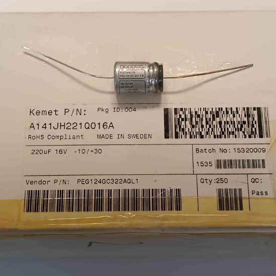 Picture of PEG124GC322AQL1 220UF 16V AXSİYEL CAPACITOR