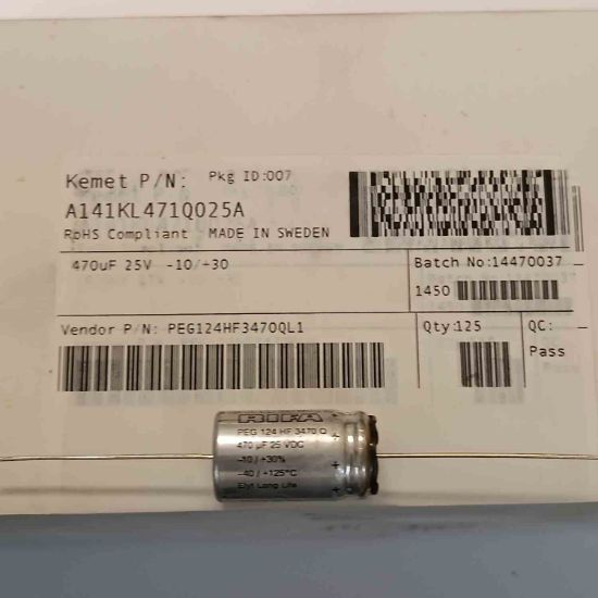 Picture of PEG124HF3470QL1 470UF 25V 105 CAPACITOR