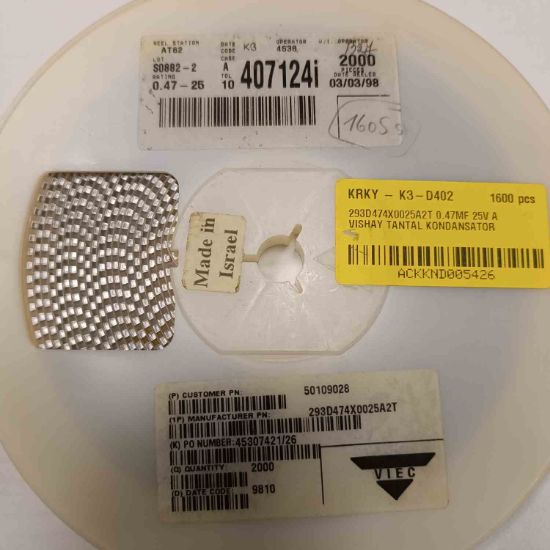 Picture of 293D474X0025A2T 0.47UF 25V  CAPACITOR