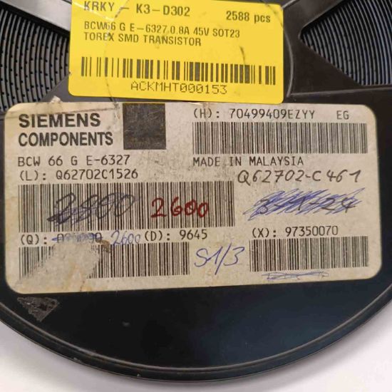 Picture of BCW66 G E-6327 0.8A 45V SOT23 TRANSISTOR