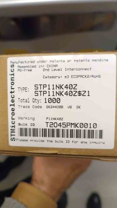 Picture of STP11NK40Z 9A 400V MOSFET TO220