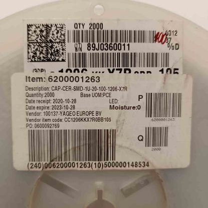 Picture of cc1206kkx7r0bb105-1uf-100v-1206-capacitor