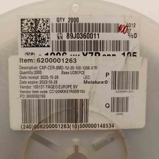 Picture of cc1206kkx7r0bb105-1uf-100v-1206-capacitor