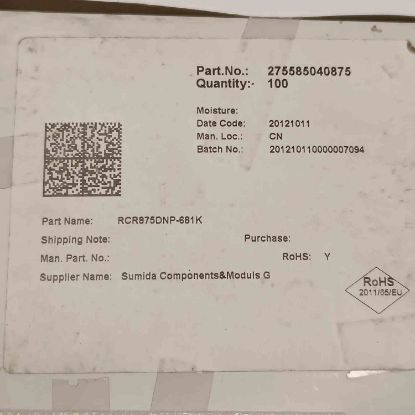 Picture of rcr875dnp-681k-680uh-028a-83x83x75-inductor