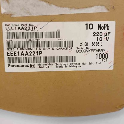 Picture of eee1aa221p-220uf-10v-8x6-capacitor